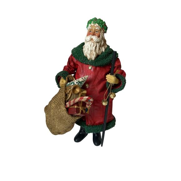 VTG 1988 Santa Claus Figure Doll Burlap Sack Staff Clothtique by Possible Dreams - Picture 1 of 5